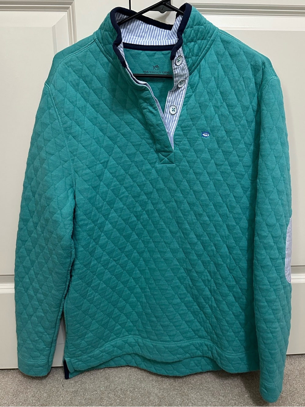 Southern Tide Quilted Pullover in Teal